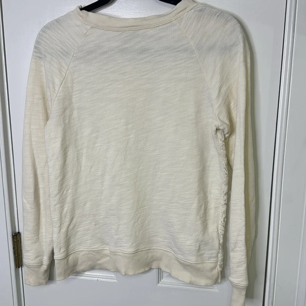 LOFT Cream Lace Front Sweater - Picture 8 of 8